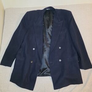 Context Men's Navy Double-Breasted Blazer Jacket – 100% Pure Wool, Made in USA